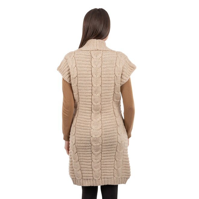 Sleeveless Parsnip Shawl Collar Cardigan