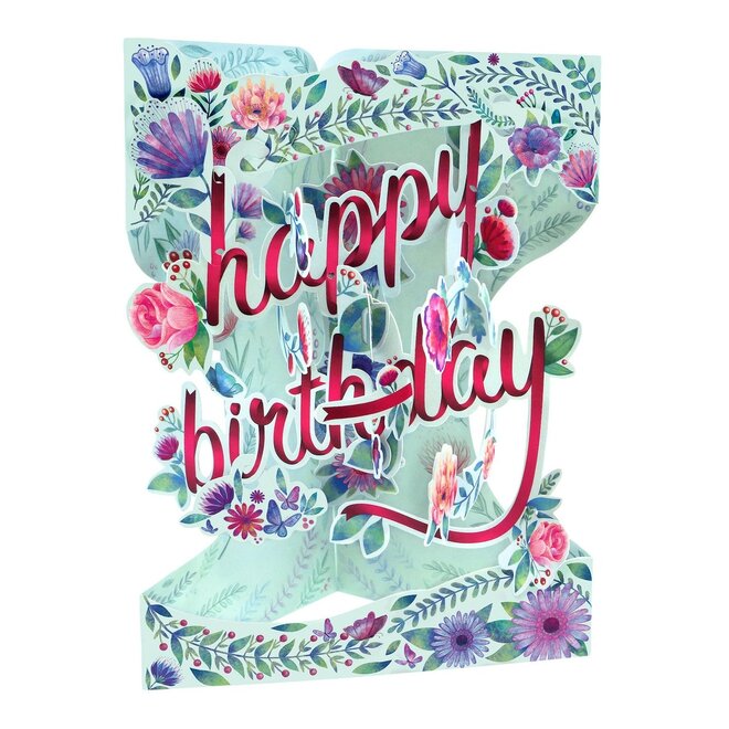 Floral Happy Birthday Swing Card
