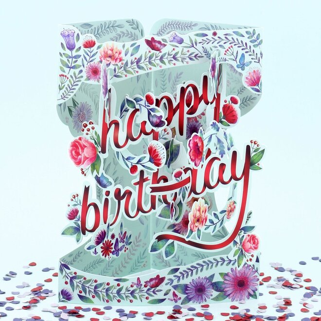 Floral Happy Birthday Swing Card