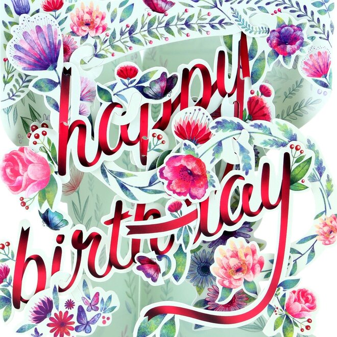 Floral Happy Birthday Swing Card