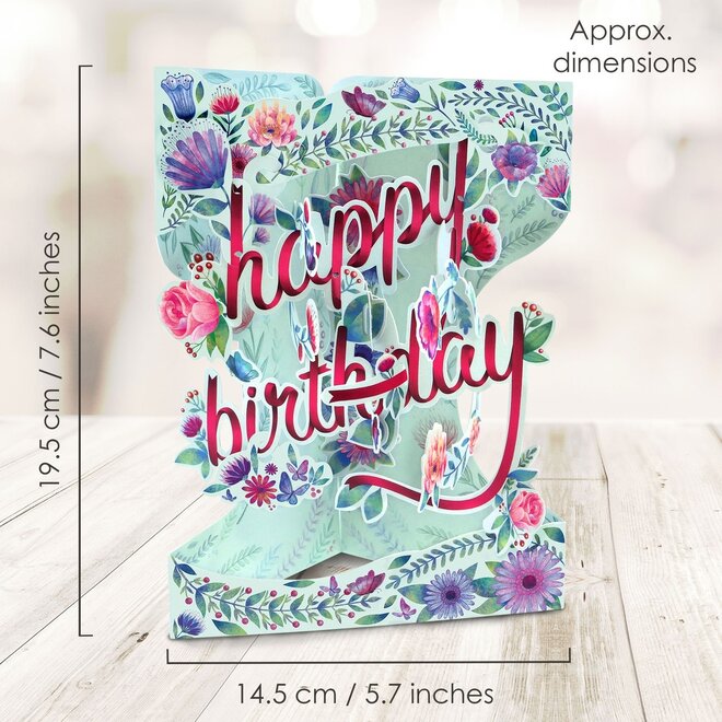 Floral Happy Birthday Swing Card