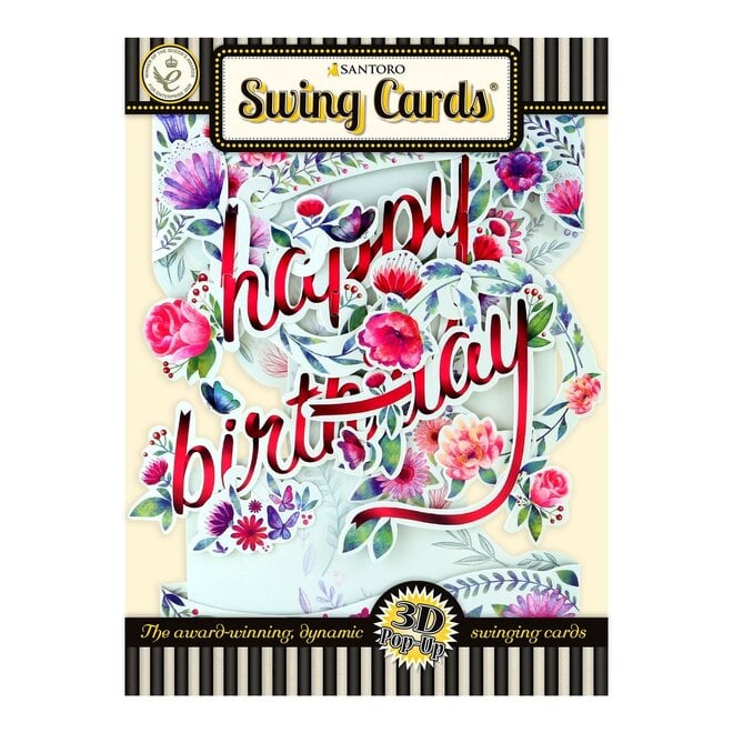 Floral Happy Birthday Swing Card