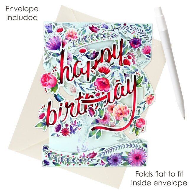 Floral Happy Birthday Swing Card