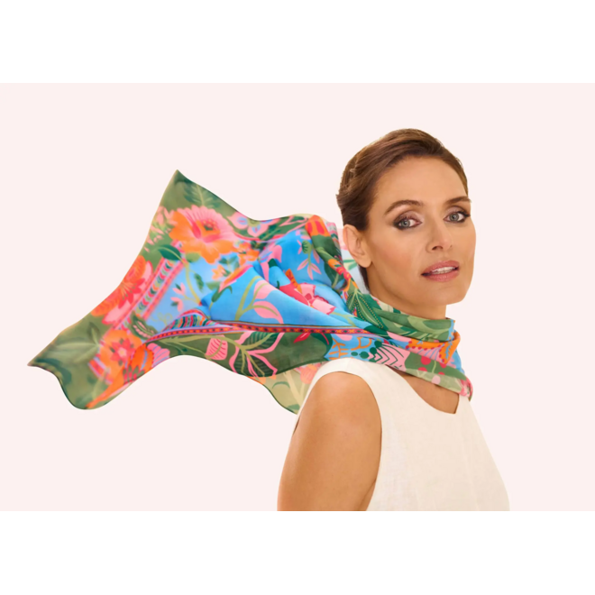 Folky Floral Cornflower Blue Scarf