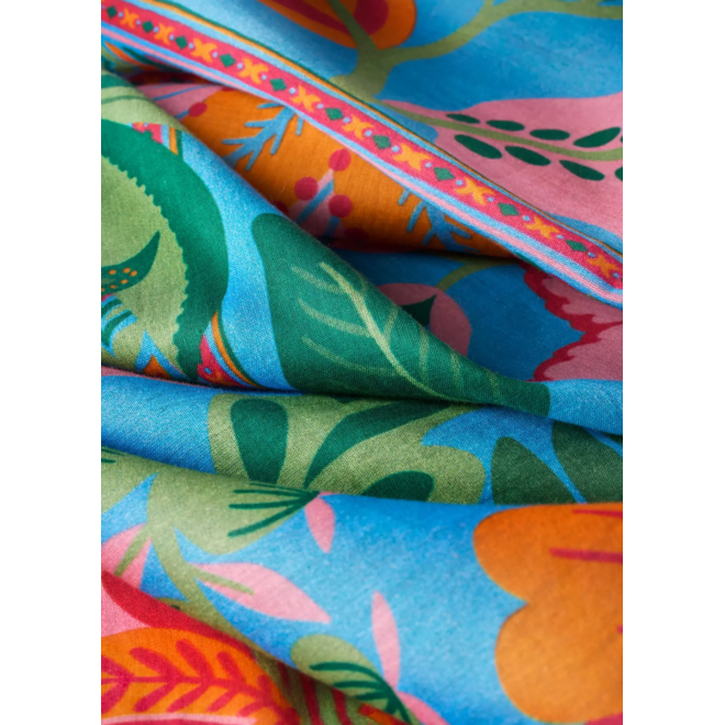 Folky Floral Cornflower Blue Scarf