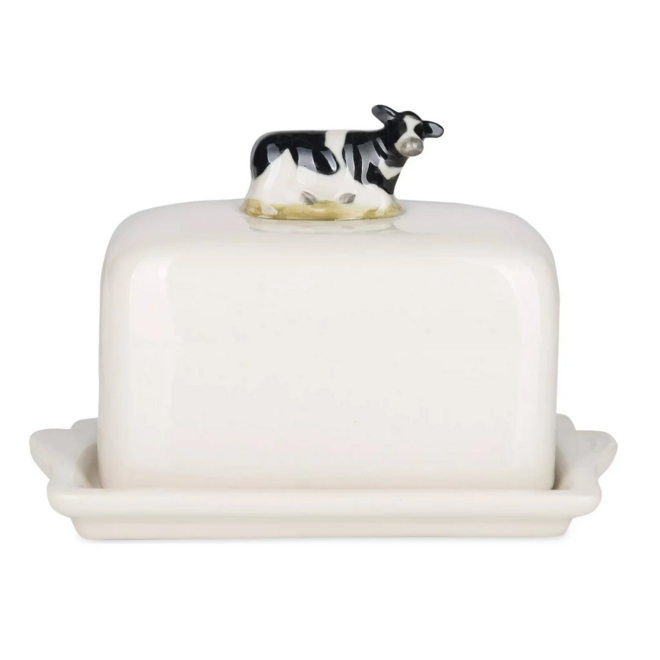 Quail Friesian Cow Butter Dish