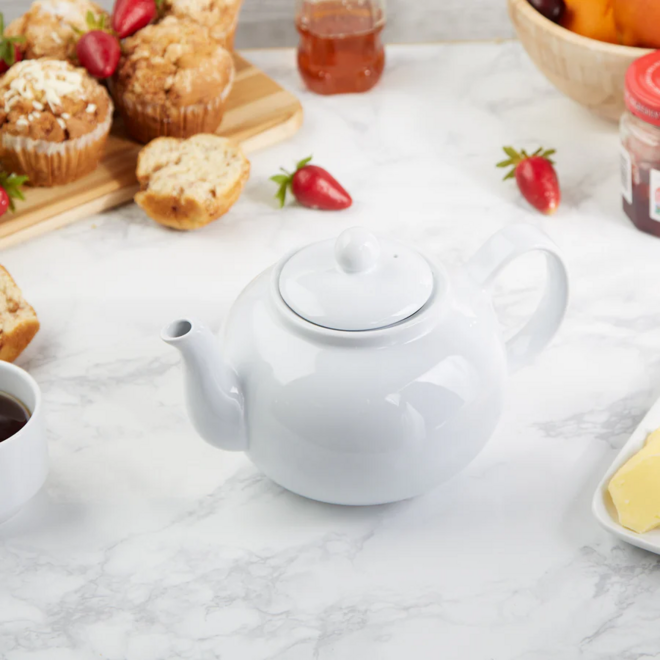 White Small Stoneware Teapot