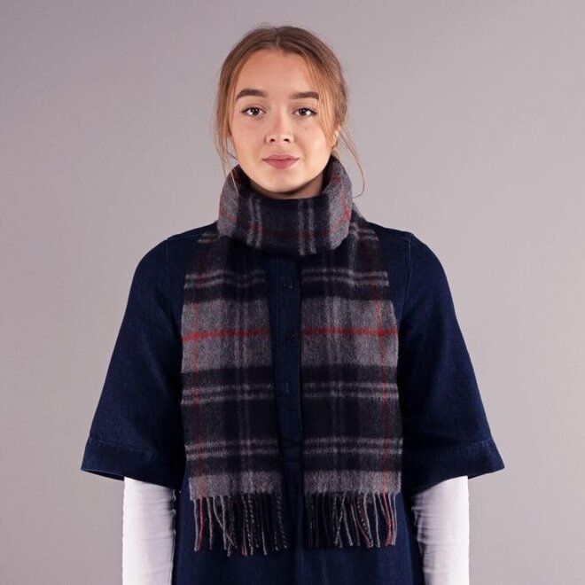 Bowhill Moffat Modern Tartan Lambswool Scarf