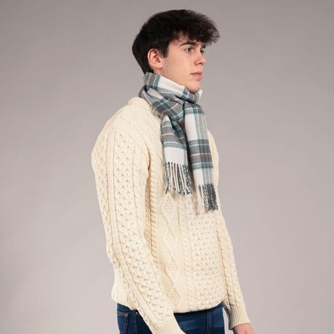 Bowhill Stewart Blue Dress Tartan Lambswool Scarf