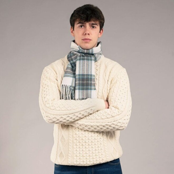 Bowhill Stewart Blue Dress Tartan Lambswool Scarf