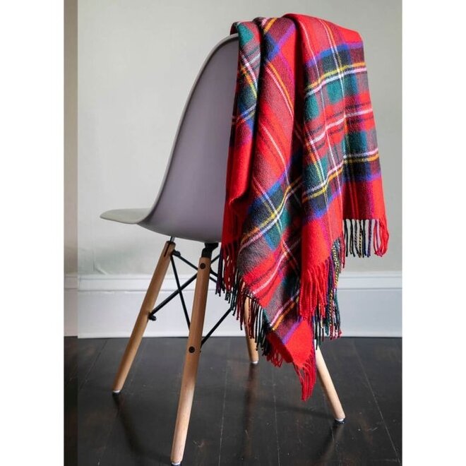 Border Stewart Royal Modern Tartan Lambswool Blanket