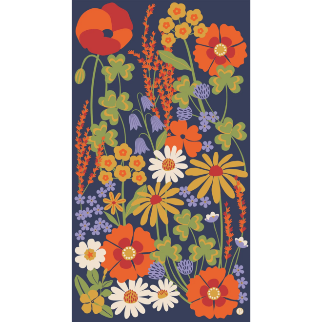 Nordic Meadow Blue Print Scarf