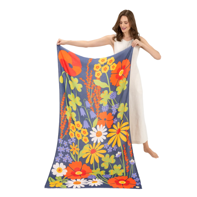 Nordic Meadow Blue Print Scarf