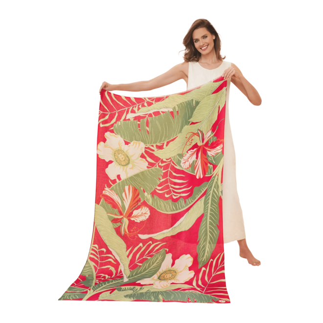 Delicate Tropical Dark Rose Print Scarf