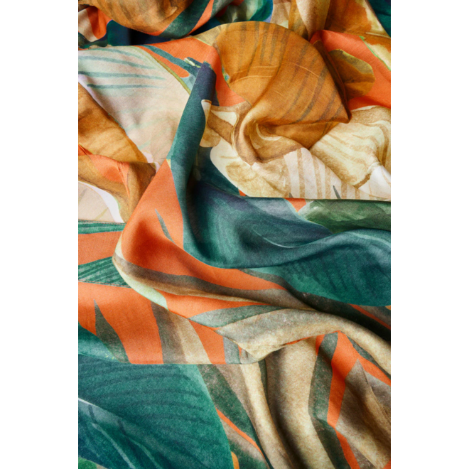 Painted Palms Tangerine Kimono Gown