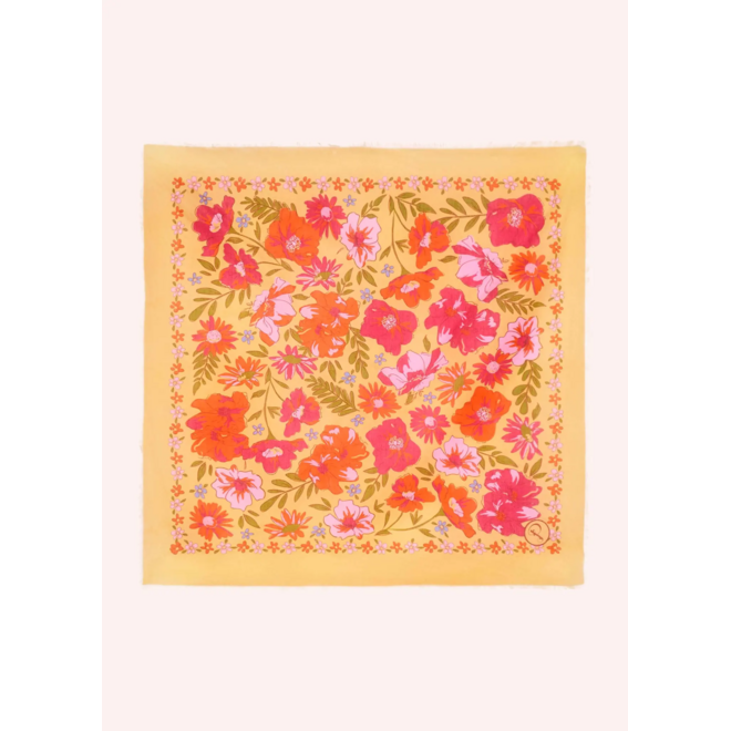 Sketched Florals Mustard Cotton Bandana