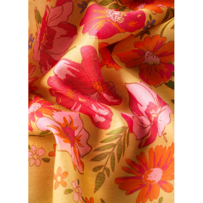 Sketched Florals Mustard Cotton Bandana
