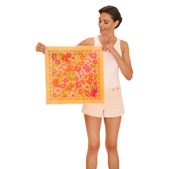 Sketched Florals Mustard Cotton Bandana