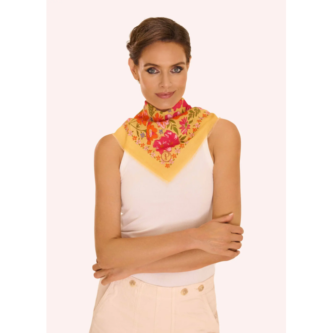 Sketched Florals Mustard Cotton Bandana