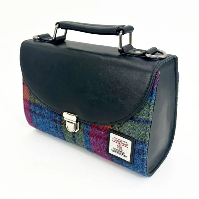 Harris Tweed Blue & Pink Check Mini Day Bag