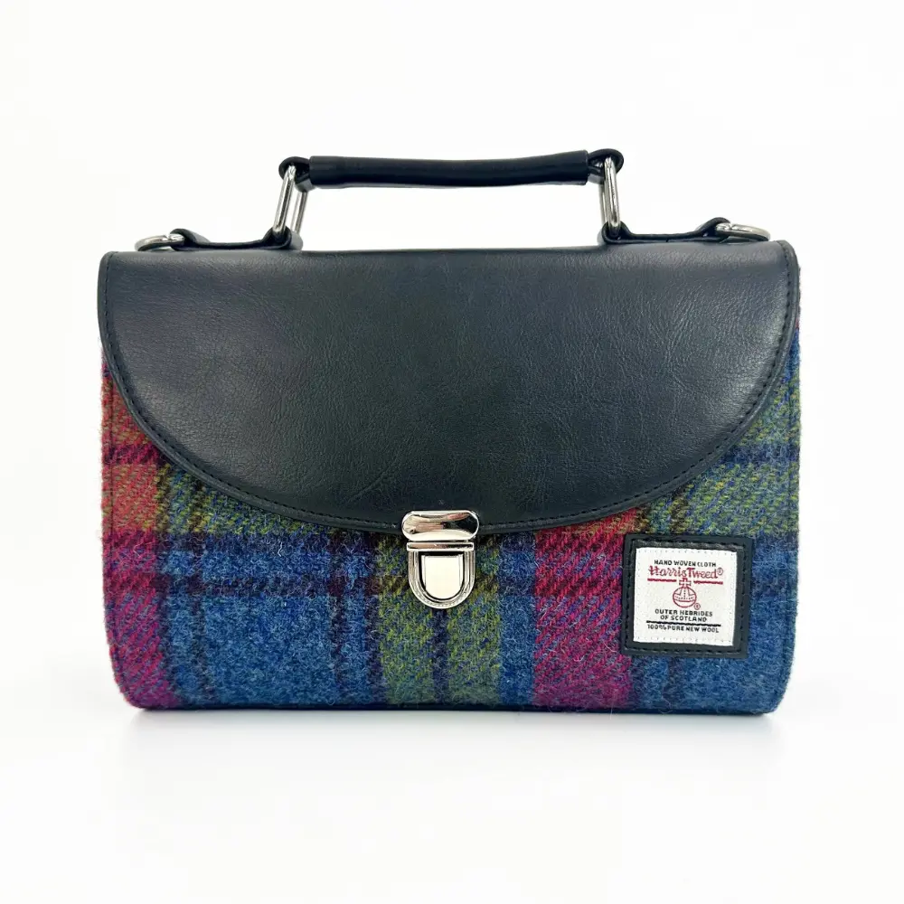 Maccessori Harris Tweed Blue & Pink Check Mini Day Bag - British Isles