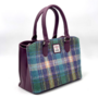 Harris Tweed Green & Purple Plaid Top Handle Bag