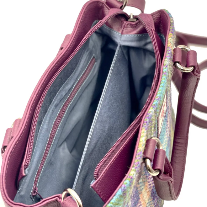 Harris Tweed Green & Purple Plaid Top Handle Bag