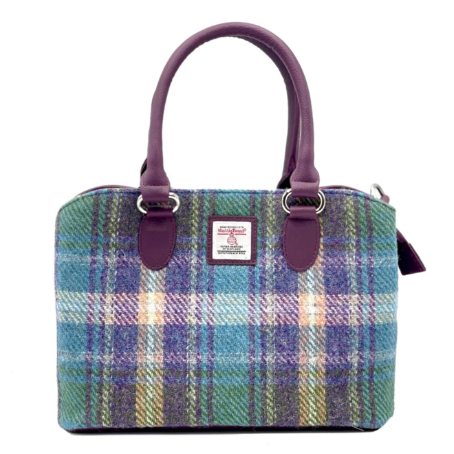 Harris Tweed Green & Purple Plaid Top Handle Bag