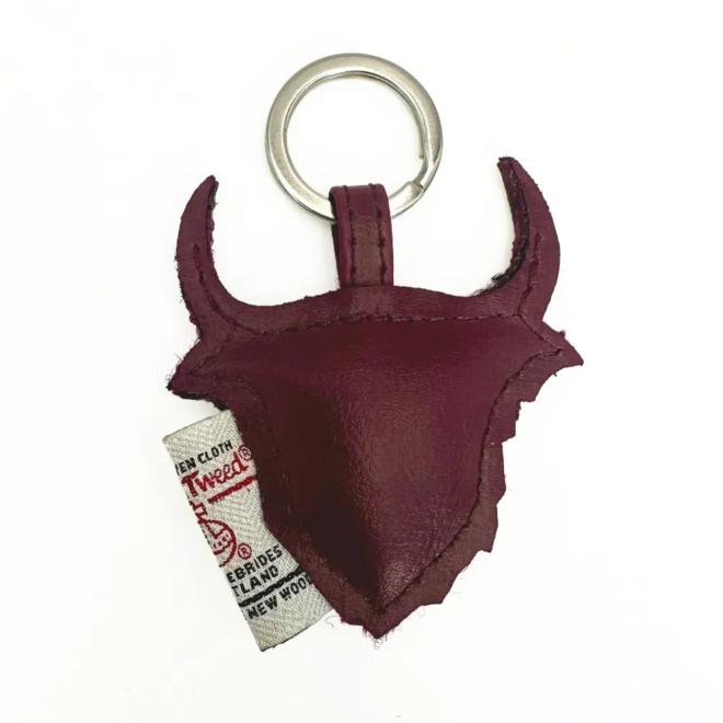 Harris Tweed Purple Check Highland Coo Keyring