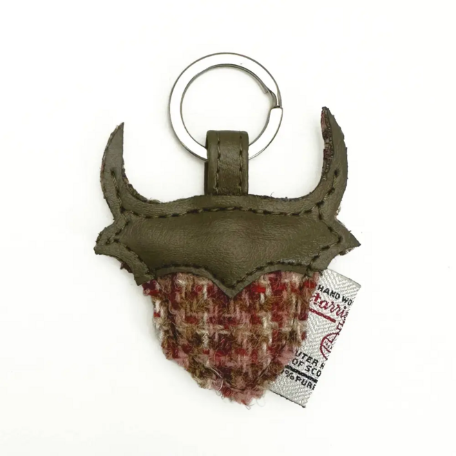 Harris Tweed Maple Highland Coo Keyring