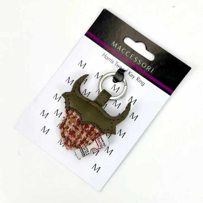 Harris Tweed Maple Highland Coo Keyring