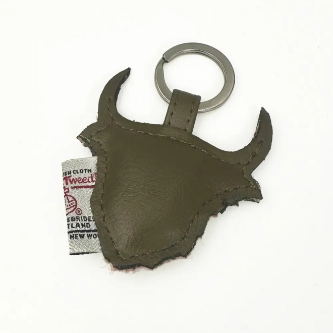 Harris Tweed Maple Highland Coo Keyring