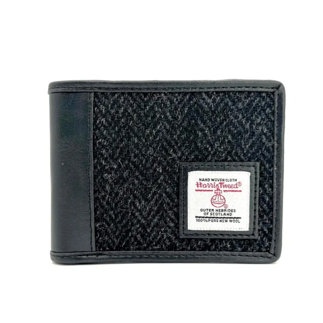 Harris Tweed Charcoal Herringbone Bifold Wallet