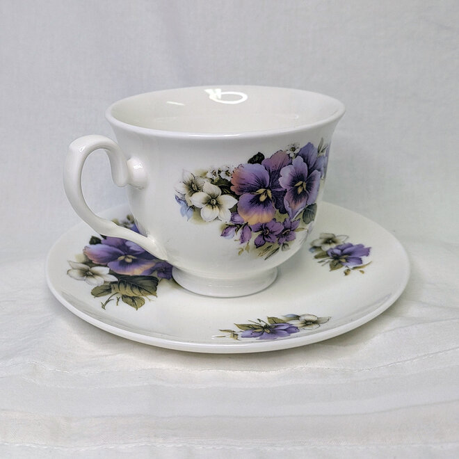 Adderley Ceramics Pansy Teacup and Saucer