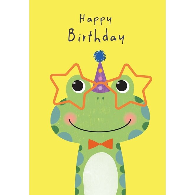 Frog With Glasses Birthday Card
