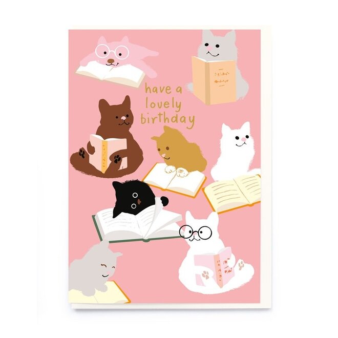 Reading Cats Birthday Card