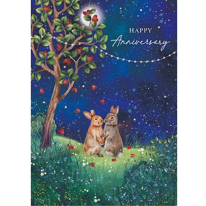 Rabbits Hearts Anniversary Card