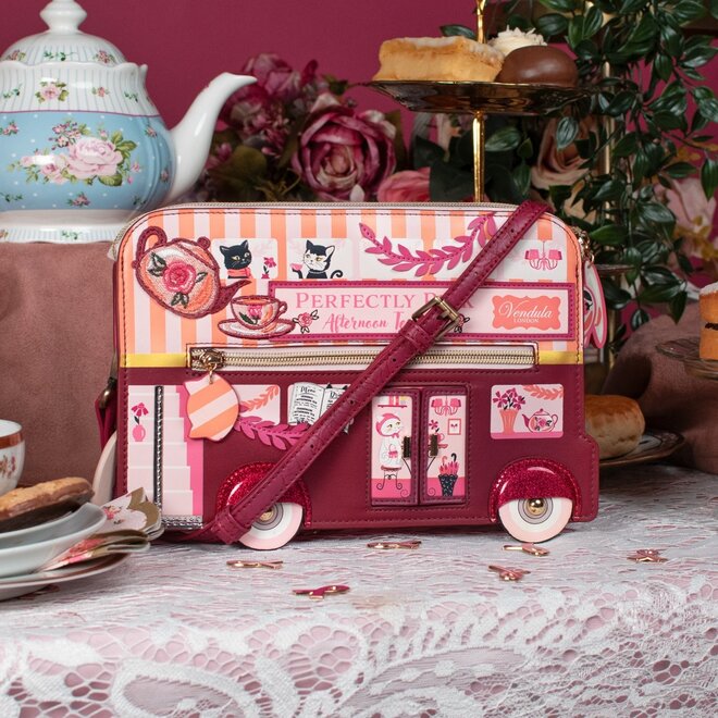 Perfectly Pink Afternoon Tea Bus Bus Pouch Bag