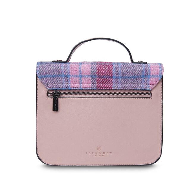 Harris Tweed Pink & Blue Tartan Medium Calton Satchel