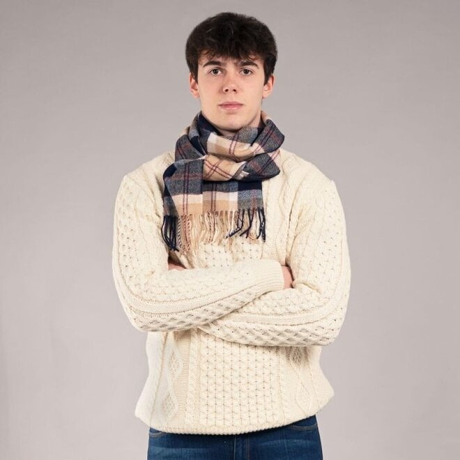 Bowhill Bannockbane Navy Tartan Lambswool Scarf