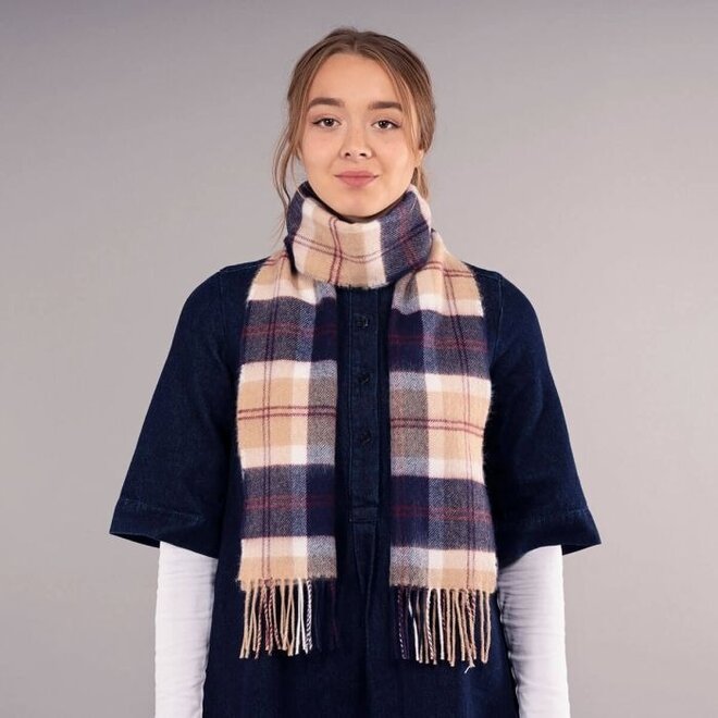 Bowhill Bannockbane Navy Tartan Lambswool Scarf
