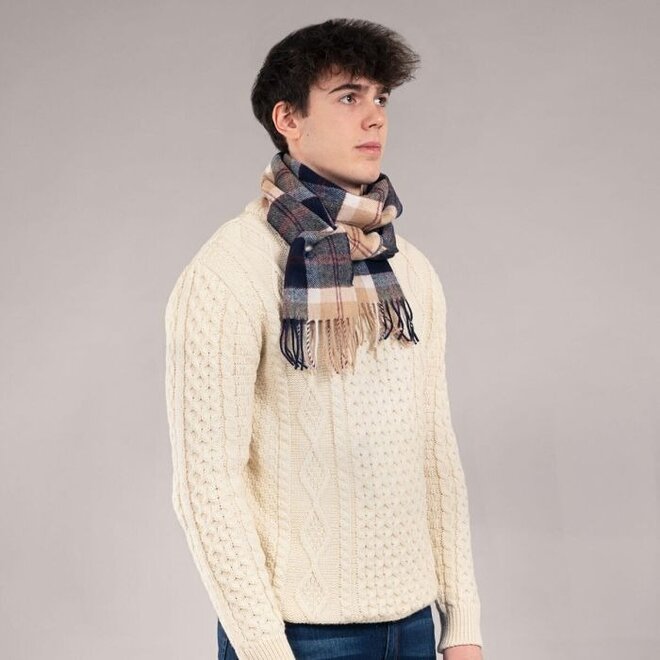 Bowhill Bannockbane Navy Tartan Lambswool Scarf