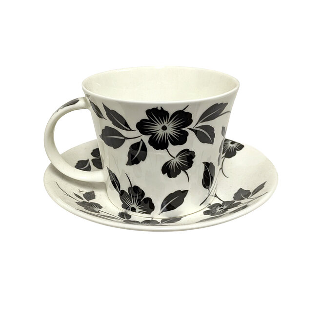Black Flower Cup & Saucer