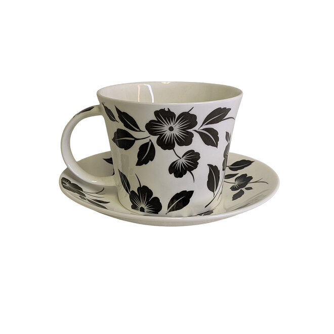 Black Flower Cup & Saucer