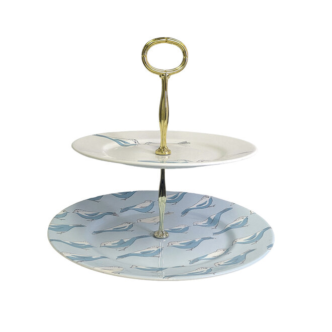 Blue Birds 2 Tier Cake Stand