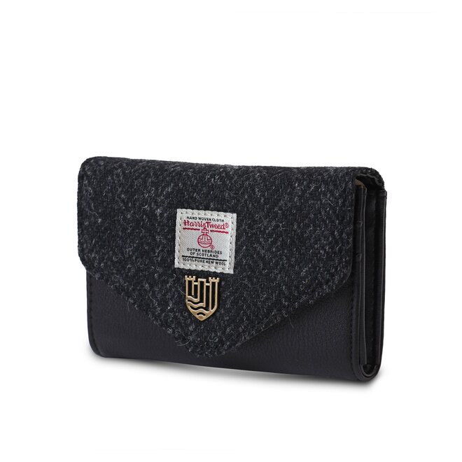 Harris Tweed Black Herringbone Small Clasp Purse