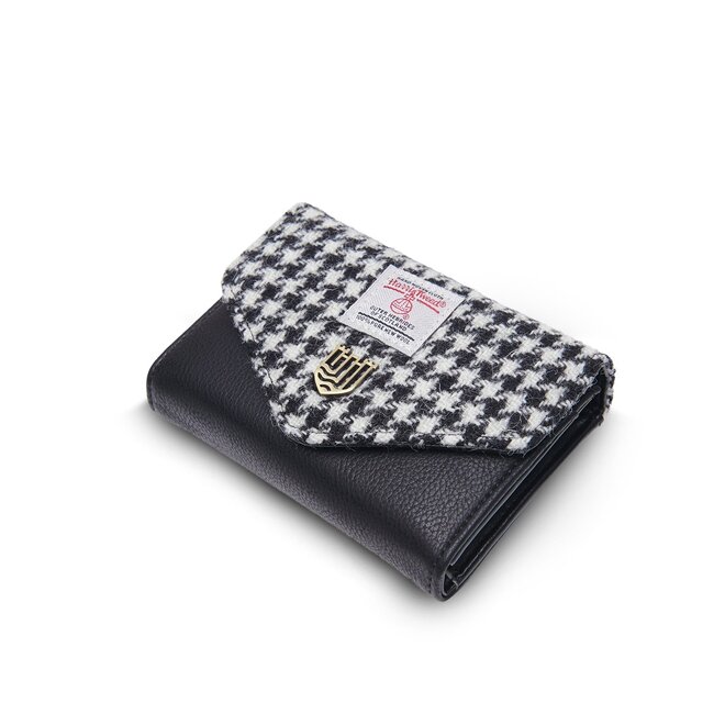 Harris Tweed Black & White Dogtooth Small Clasp Purse