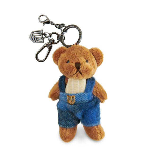 Harris Tweed Blue Tartan Teddy Bear Keyring
