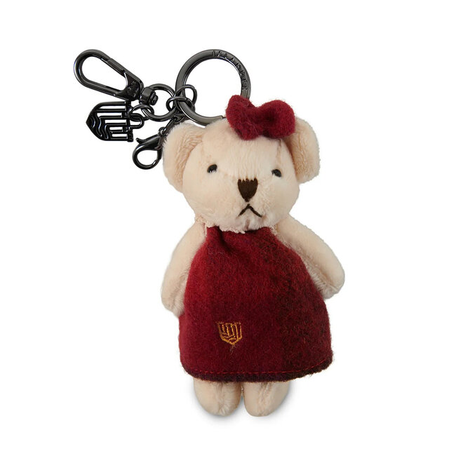 Harris Tweed Fuchsia Tartan Teddy Bear Keyring