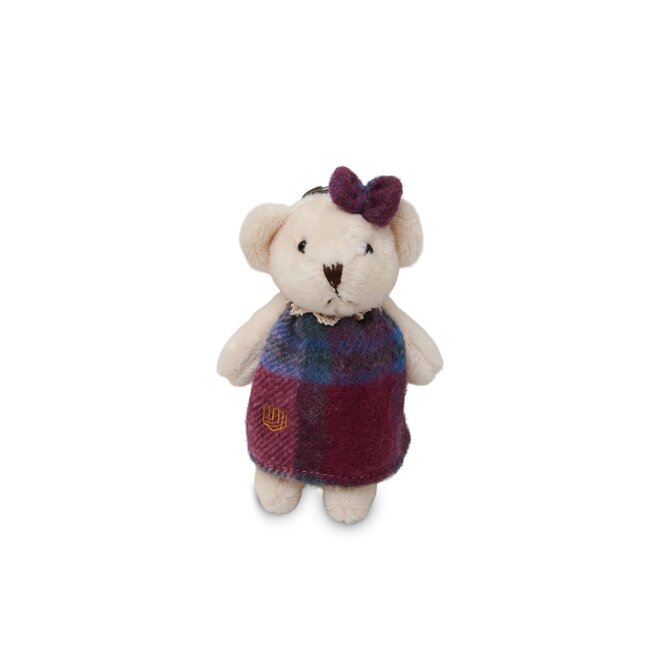 Harris Tweed Pink & Blue Tartan Teddy Bear Keyring